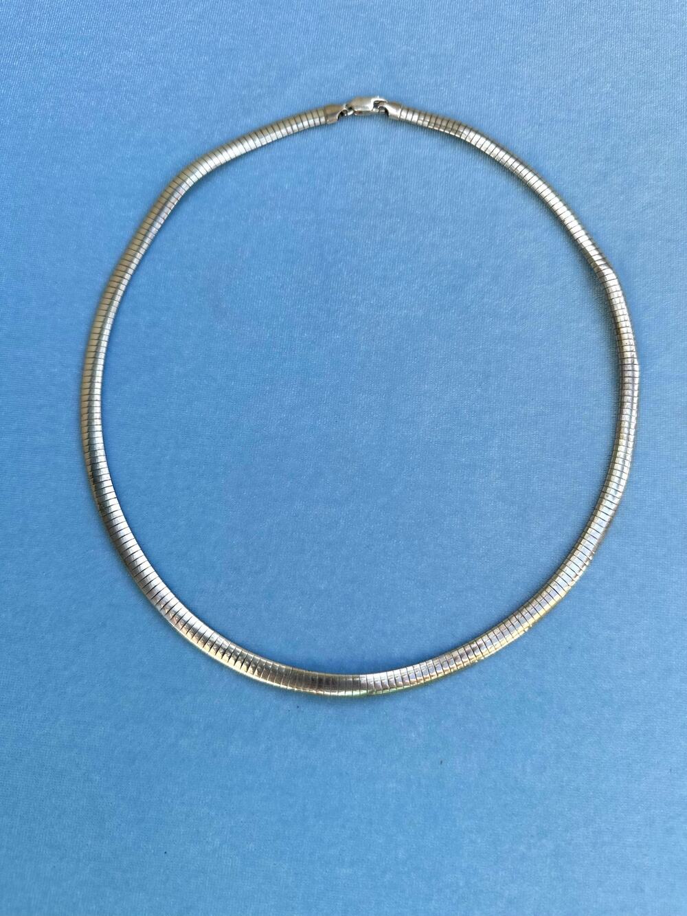 Vintage Sterling Silver Omega Chain Necklace Domed Choker 925 Italy Solid 21G